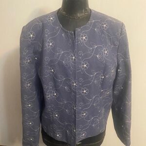 Henry Lee Vintage Blue/White Floral Open blazer, size 18